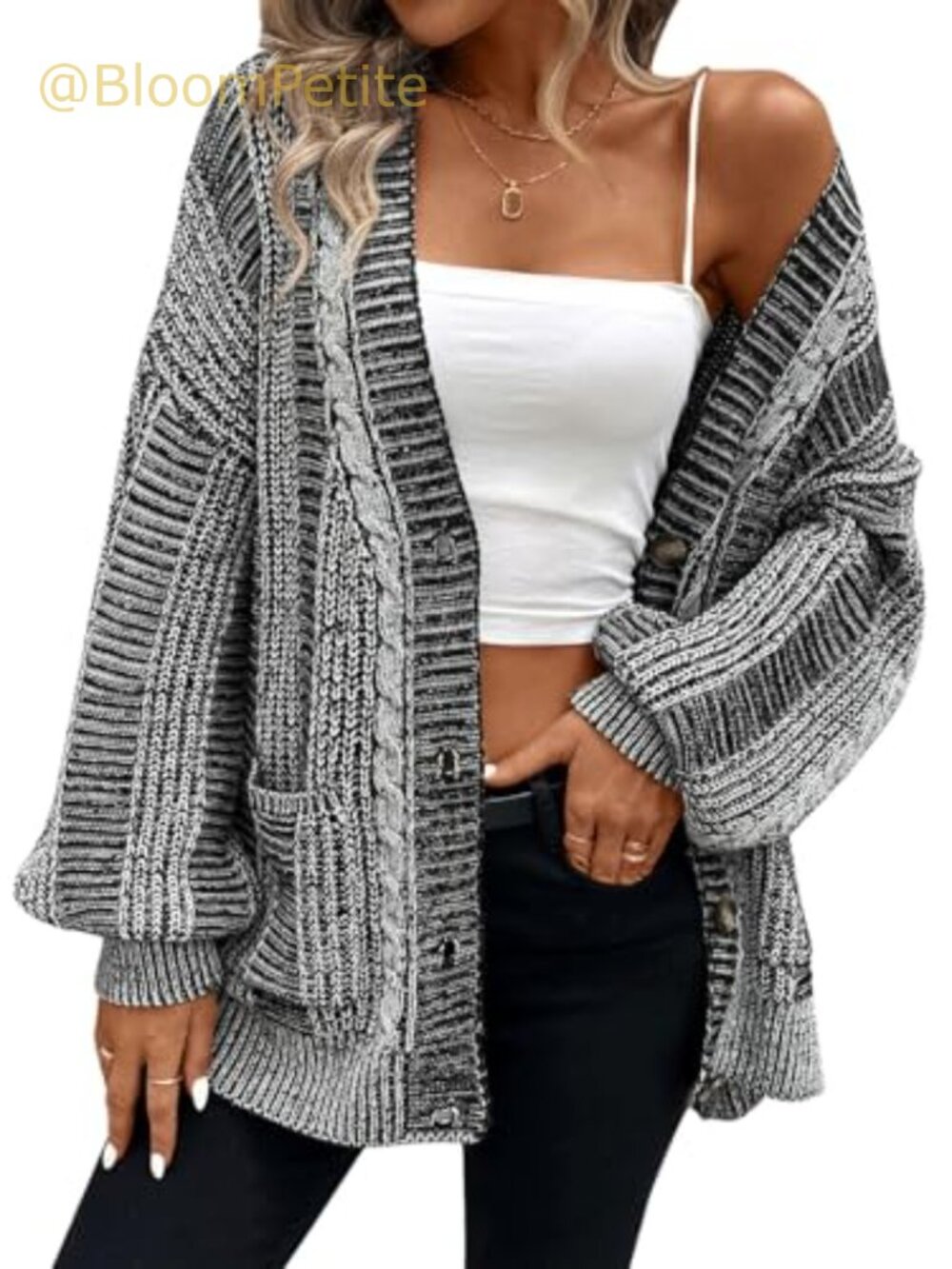 Oversized Cable Knit Open Front Cardigan Sweater